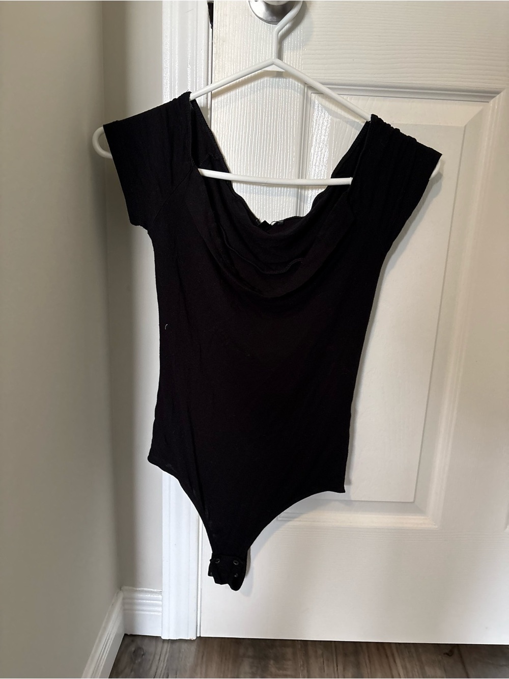 Dynamite Black Draped Neck Short Sleeve Bodysuit